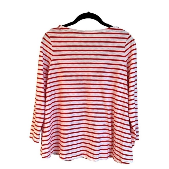 JOULES, RED & WHITE NAUTICAL, V-NECK,SWING TOP. 3/4 SLEEVES & ROUNDED HEM.SIZE 4 - Picture 2 of 6